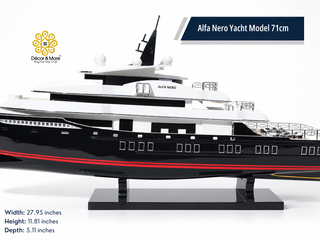 Alfa Nero Yacht Model 71cm - Handcrafted Natural Wood Luxury Yacht Display