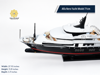 Alfa Nero Yacht Model 71cm - Handcrafted Natural Wood Luxury Yacht Display