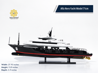 Alfa Nero Yacht Model 71cm - Handcrafted Natural Wood Luxury Yacht Display
