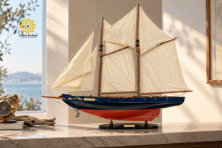 BLUENOSE II Model Ship 60cm - Handcrafted Wooden Sailing Ship Display