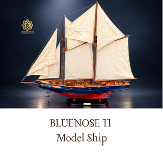 BLUENOSE II Model Ship 60cm - Handcrafted Wooden Sailing Ship Display