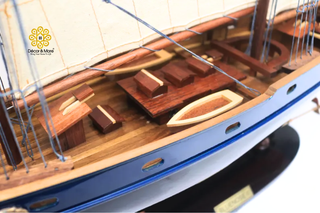 BLUENOSE II Model Ship 60cm - Handcrafted Wooden Sailing Ship Display