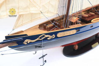 BLUENOSE II Model Ship 60cm - Handcrafted Wooden Sailing Ship Display