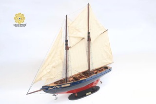 BLUENOSE II Model Ship 60cm - Handcrafted Wooden Sailing Ship Display