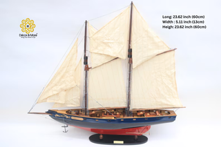 BLUENOSE II Model Ship 60cm - Handcrafted Wooden Sailing Ship Display