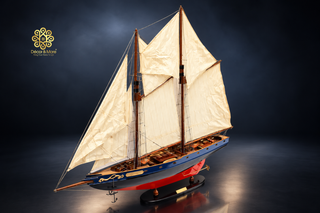 BLUENOSE II Model Ship 60cm - Handcrafted Wooden Sailing Ship Display