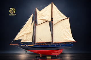 BLUENOSE II Model Ship 60cm - Handcrafted Wooden Sailing Ship Display