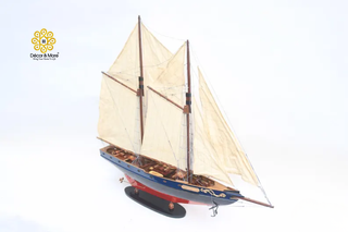 BLUENOSE II Model Ship 60cm - Handcrafted Wooden Sailing Ship Display