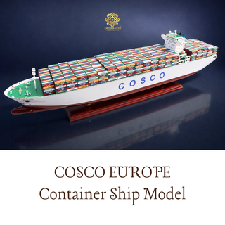 COSCO EUROPE Container Ship Model 100cm - Personalized Handcrafted Wooden Display
