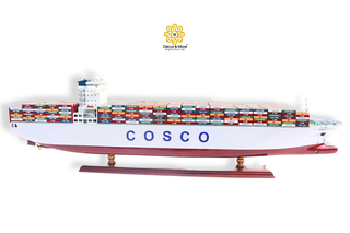 COSCO EUROPE Container Ship Model 100cm - Personalized Handcrafted Wooden Display