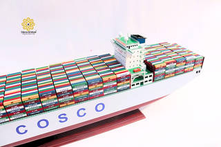 COSCO EUROPE Container Ship Model 100cm - Personalized Handcrafted Wooden Display