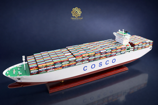 COSCO EUROPE Container Ship Model 100cm - Personalized Handcrafted Wooden Display