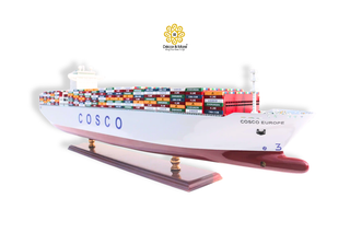 COSCO EUROPE Container Ship Model 100cm - Personalized Handcrafted Wooden Display