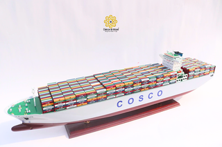 COSCO EUROPE Container Ship Model 100cm - Personalized Handcrafted Wooden Display
