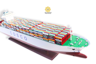 COSCO EUROPE Container Ship Model 100cm - Personalized Handcrafted Wooden Display