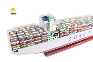 COSCO EUROPE Container Ship Model 100cm - Personalized Handcrafted Wooden Display