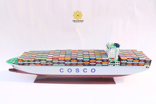COSCO EUROPE Container Ship Model 100cm - Personalized Handcrafted Wooden Display