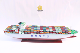 COSCO EUROPE Container Ship Model 100cm - Personalized Handcrafted Wooden Display