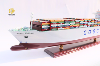 COSCO EUROPE Container Ship Model 100cm - Personalized Handcrafted Wooden Display