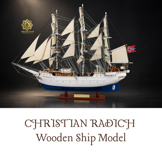 Christian Radich Wooden Ship Model 40cm - Handcrafted Historic Sailing Ship Display