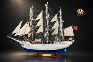 Christian Radich Wooden Ship Model 40cm - Handcrafted Historic Sailing Ship Display