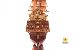 Sovereign of the Seas 1637 Model Ship 85cm - Padouk Wood Historic Sailing Ship Display