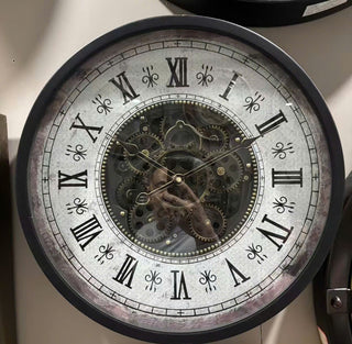 Rustic Vintage Roman Gear Wall Clock