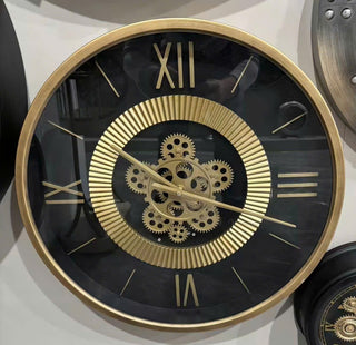 Luxury Black & Gold Skeleton Clock