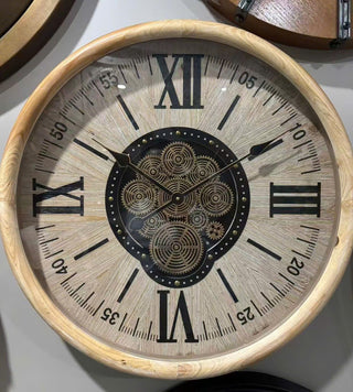 Vintage Wooden Roman Skeleton Clock