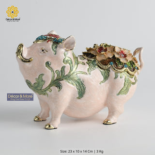 Premium Enamel-Finished Alloy Pig Decorative Statue
