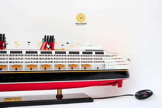 Disney Magic Wooden Cruise Ship Model 100cm with Lights - Handcrafted Nautical Display