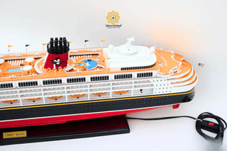Disney Magic Wooden Cruise Ship Model 100cm with Lights - Handcrafted Nautical Display