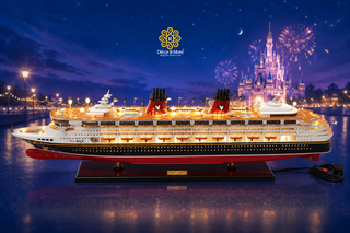 Disney Magic Wooden Cruise Ship Model 100cm with Lights - Handcrafted Nautical Display