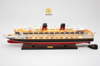 Disney Magic Wooden Cruise Ship Model 100cm with Lights - Handcrafted Nautical Display