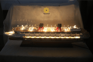 Disney Magic Wooden Cruise Ship Model 100cm with Lights - Handcrafted Nautical Display