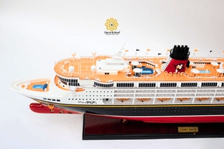 Disney Magic Wooden Cruise Ship Model 100cm with Lights - Handcrafted Nautical Display