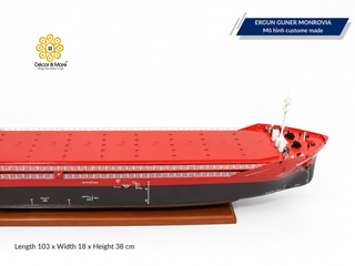 ERGUN GUNER MONROVIA Wooden Cargo Ship Model - Handcrafted General Cargo Vessel Replica