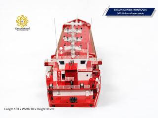 ERGUN GUNER MONROVIA Wooden Cargo Ship Model - Handcrafted General Cargo Vessel Replica