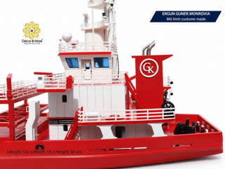 ERGUN GUNER MONROVIA Wooden Cargo Ship Model - Handcrafted General Cargo Vessel Replica