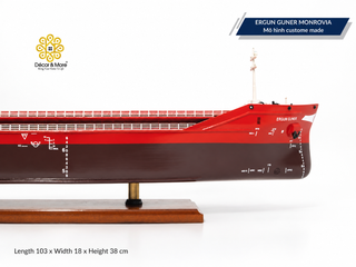 ERGUN GUNER MONROVIA Wooden Cargo Ship Model - Handcrafted General Cargo Vessel Replica