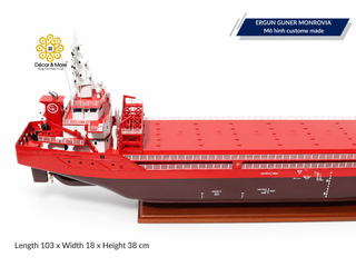 ERGUN GUNER MONROVIA Wooden Cargo Ship Model - Handcrafted General Cargo Vessel Replica