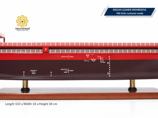 ERGUN GUNER MONROVIA Wooden Cargo Ship Model - Handcrafted General Cargo Vessel Replica