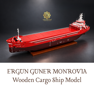 ERGUN GUNER MONROVIA Wooden Cargo Ship Model - Handcrafted General Cargo Vessel Replica