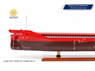 ERGUN GUNER MONROVIA Wooden Cargo Ship Model - Handcrafted General Cargo Vessel Replica
