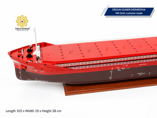 ERGUN GUNER MONROVIA Wooden Cargo Ship Model - Handcrafted General Cargo Vessel Replica