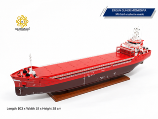 ERGUN GUNER MONROVIA Wooden Cargo Ship Model - Handcrafted General Cargo Vessel Replica