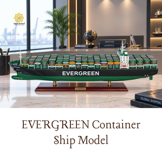 EVERGREEN Container Ship Model 103cm – Personalized Handcrafted Wooden Display