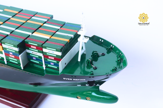 EVERGREEN Container Ship Model 103cm – Personalized Handcrafted Wooden Display