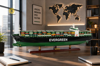 EVERGREEN Container Ship Model 103cm – Personalized Handcrafted Wooden Display