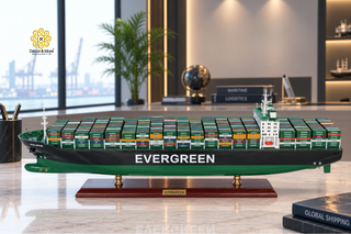 EVERGREEN Container Ship Model 103cm – Personalized Handcrafted Wooden Display